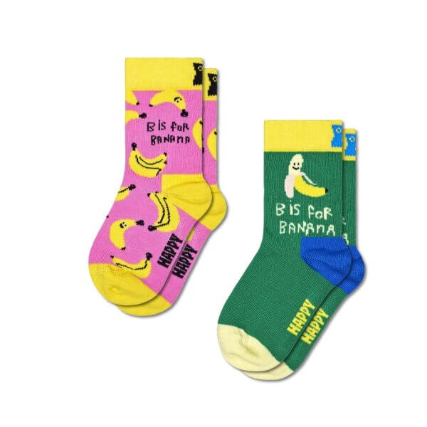 Kit com 2 meias Infantis Bananas Happy Socks