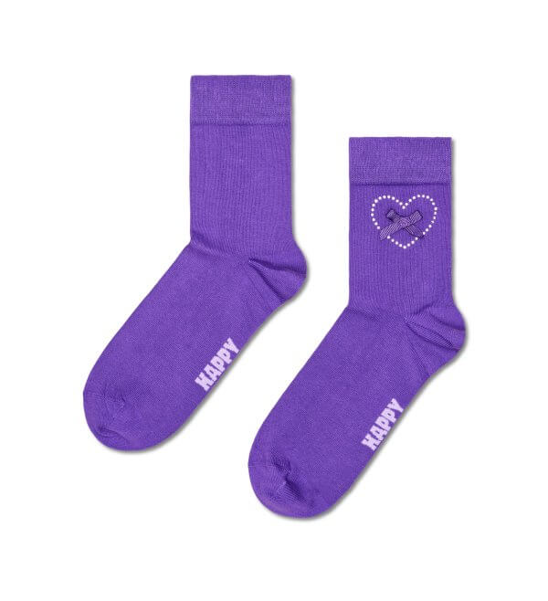 Meia Bow Heart 1/2 Crew Happy Sock