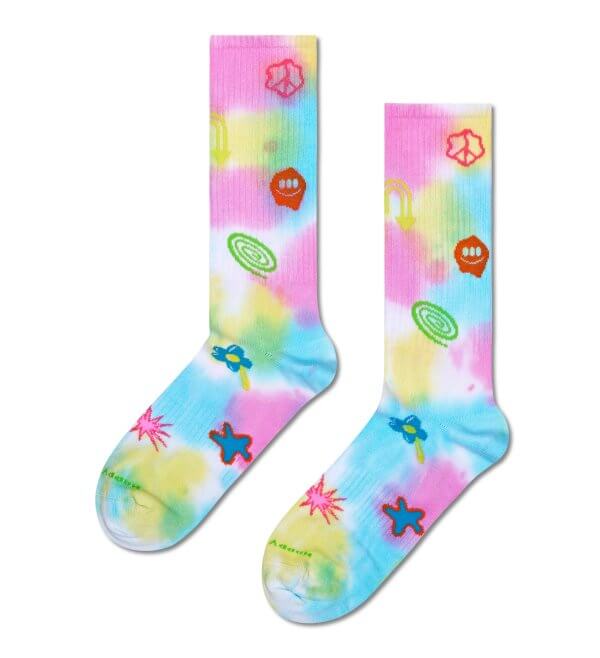 Meia Hyper Tie-Dye Sneaker Happy Socks