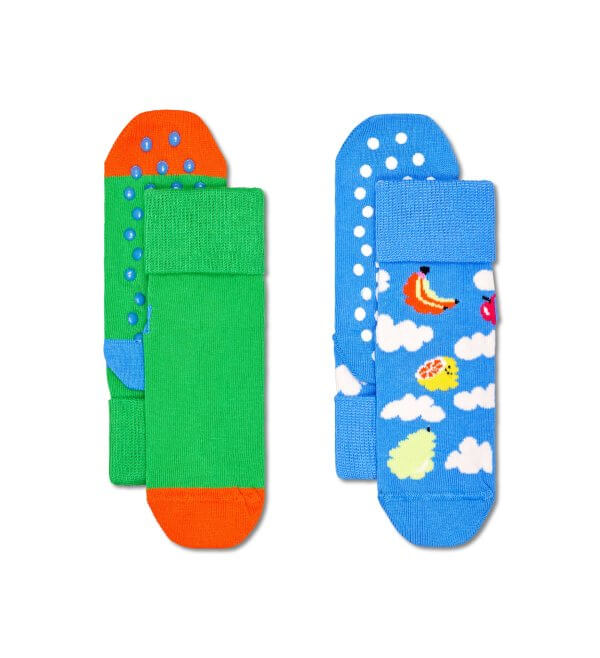 Kit com 2 Meias Infantis Antiderrapante Cloudy Fruit Happy Socks